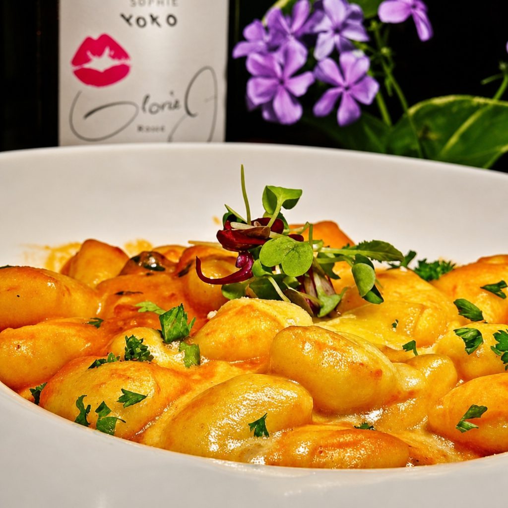 Four cheese stuffed Gnocchi Caprese.