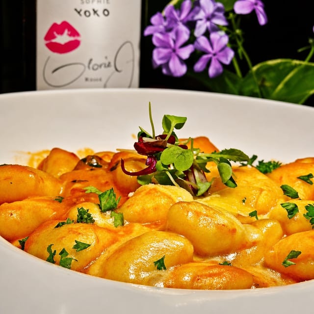 Four cheese stuffed Gnocchi Caprese.
