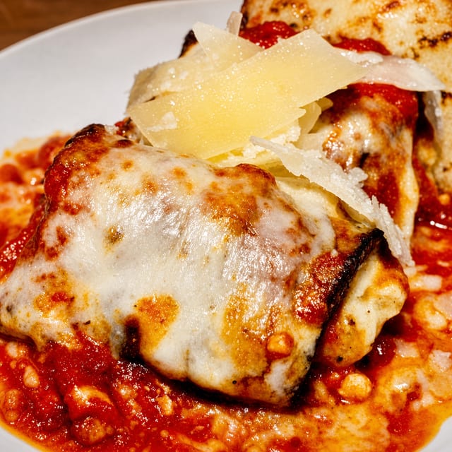 Eggplant Rollatini with Prosciutto & Crostini.