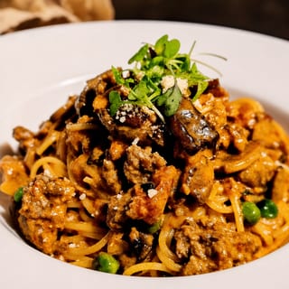 Spaghettini Amatriciana with Sausage